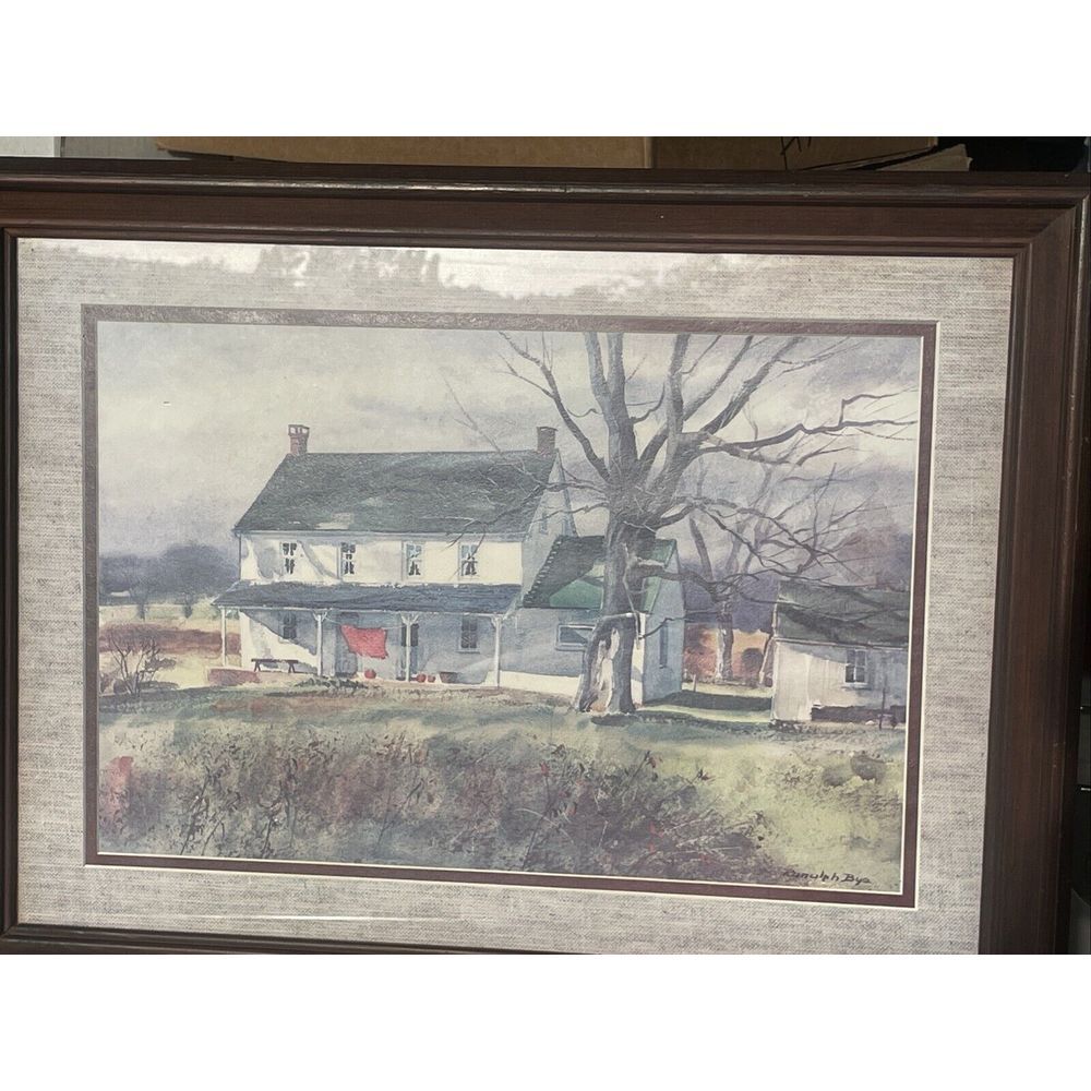 Ranulph Bye Watercolor "Country House Landscape" Solid Wood Framed Print